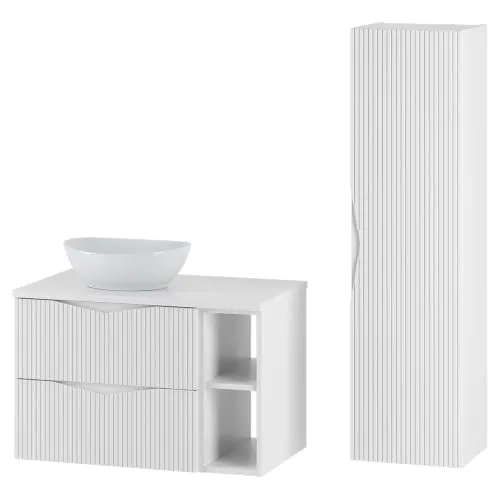 Lomadox Badmöbel-Set 2-teilig mit 80 cm Waschtisch in Weiß