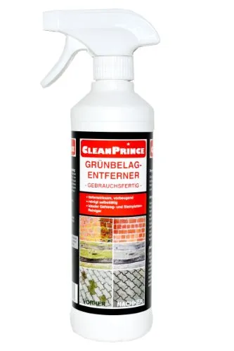CleanPrince Grünbelag-Entferner gebrauchsfertig 500 ml |Algen Grünspan Grünbelagsentferner Entferner Reiniger Stein Holz Grünbelagentferner