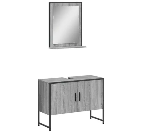 2-tlg. Badmöbel-Set Grau Sonoma Holzwerkstoff von vidaXL