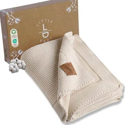 Little Dedi Baby Strickdecke aus 100% Bio-Baumwolle in beige von Little Dedi