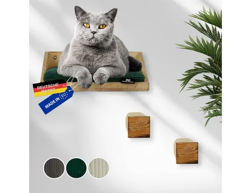 Rohrschneider Katzen-Kletterwand 3-teilig aus geflammtem Holz - Kreative Kletterwand für Katzen, bestehend aus 3 Elementen, fördert Spiel und Bewegung. Ideal für Katzenliebhaber, die ihren Tieren einen besonderen Rückzugsort bieten möchten.