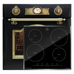 Kaiser Küchengeräte Backofen-Set Herd Set Autark Retro Elektro Einbau Backofen Autark 60cm 67L 8 Funktionen in Schwarz mit Induktionskochfeld 60 cm, Autark,Facettenschliff, Kochfeld 4xQickHeat Kochzonen EH 6355 Em+KCT 6105 FI, mit 1-fach-Teleskopauszug, Katalytische Selbstreinigung schwarz