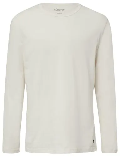 s.Oliver Longsleeve ECRU, Gr. XL - Klassisches T-Shirt für Herren mit Rundhals, hüftbedeckendem Schnitt und langem Arm. Der elastische Jersey sorgt für hohen Tragekomfort.