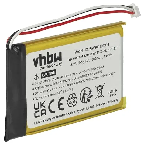 vhbw 1x Akku Ersatz für Navigon 8390-YE01-0780, 0923FLYE31938, 384.00022.005 für GPS Navigation Navi (1200 mAh, 3,7 V, Li-Polymer)