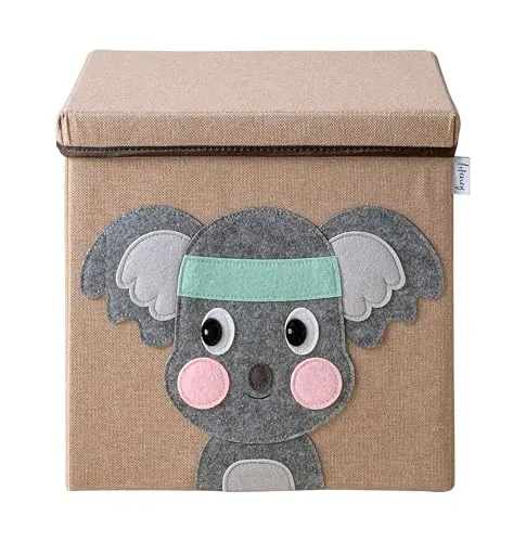 LIFENEY Aufbewahrungsbox mit Deckel und Koala I Spielzeugbox mit Tiermotiv passend für Würfelregale I Ordnungsbox für das Kinderzimmer I Aufbewahrungskorb Kinder