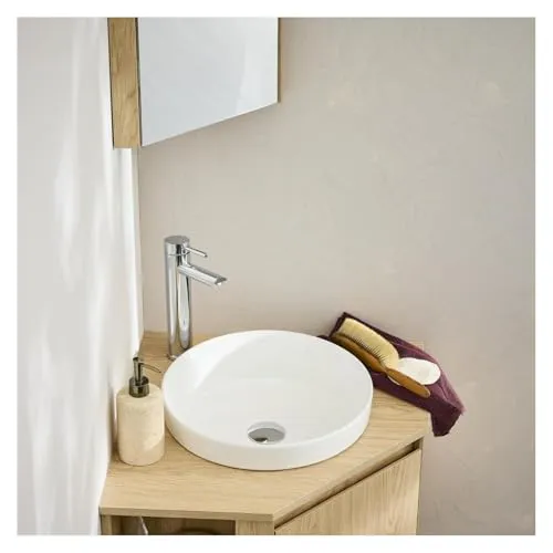 DORO 36 cm rundes Einbauwaschbecken aus weißer Keramik