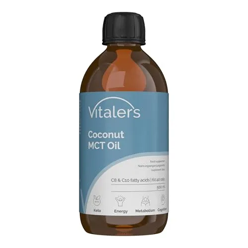 Vitaler's MCT-Kokosöl – 500 ml, Vegan, 1 Monat Nahrungsergänzung, Ohne Konservierungsstoffe, Hochwertige, Reine Zusammensetzung
