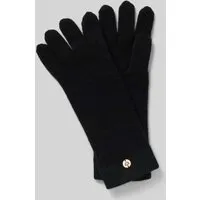 Fraas Kaschmirhandschuhe mit Label-Applikation in Black, Größe 1