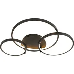 QAZQA Rondas - 3-flammige Deckenleuchte mit Fernbedienung in Schwarz - Die elegante Rondas Deckenleuchte mit 3 Lichtpunkten sorgt für stilvolle Akzente in Ihrem Wohnraum. Mit dimmbarer LED-Beleuchtung und Smartphone-Steuerung für individuelle Lichtgestaltung.