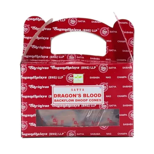 Rückfluss Räucherkegel für den Wasserfall Effekt, 24 handgerollte Kegel aus Indien für Entspannung und Meditation, auch im 3er Set (Dragon's Blood)