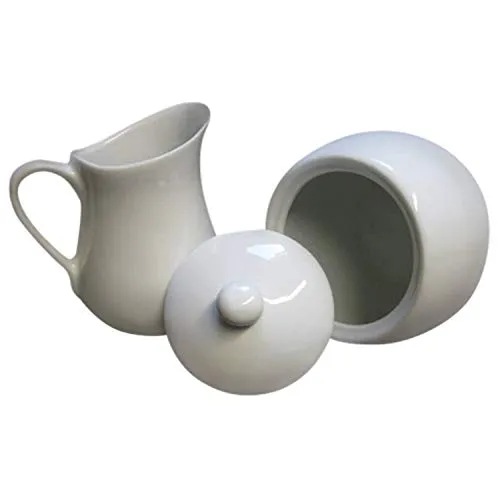 Land-Haus-Shop Milch und Zucker SET, Milchkanne, Kännchen, Zuckerdose, Zucker Topf, Kanne Deckel