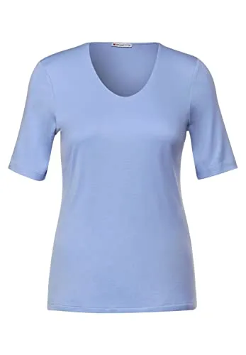 Street One Damen A317665 Basic Kurzarmshirt, Weiß, Größe 46 von Street One