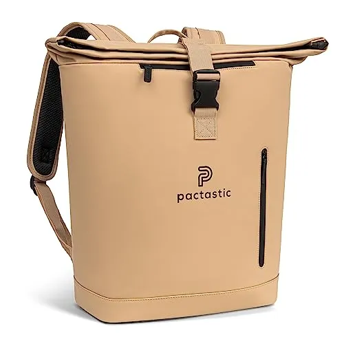 Pactastic Daypack Urban Collection – Veganes Tech-Material in Beige/Braun - Stylischer Rucksack aus veganem Tech-Material, ideal für den urbanen Alltag. Ergonomisches Rückensystem und Laptopfach für optimalen Komfort und Funktionalität.