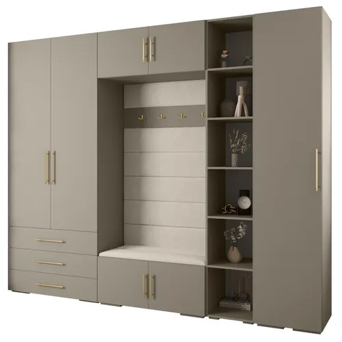 ABIKS MÖBEL Kompaktgarderobe INOVA 3 SATZ 11 - Elegantes Möbelset mit Kleiderstange und Regalen - Die stilvolle Kompaktgarderobe bietet viel Stauraum und passt perfekt in jedes Zuhause. Hergestellt aus robusten Materialien, überzeugt sie durch Langlebigkeit und ansprechendes Design. Ideal für eine organisierte und moderne Wohnatmosphäre.