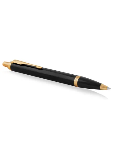 Parker IM Kugelschreiber | Elegante schwarze Lackierung mit Goldzierteilen - Kugelschreiber mit mittlerer Spitze, ergonomischem Design und zuverlässigem Quinkflow-Tintenfluss. Ideal als stilvolles Geschenk in einer eleganten PARKER-Geschenkbox.