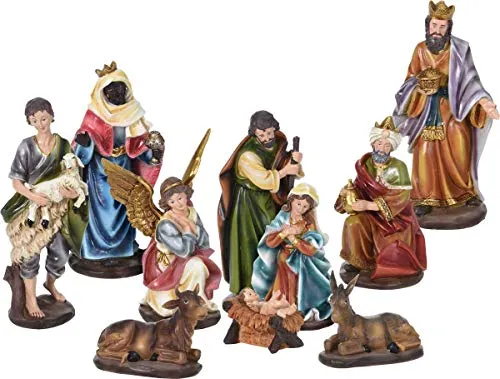 Krippenfiguren Set XL Weihnachten - 10 große Figuren (bis 21 cm) im klassischen Design - Krippenfiguren für die Weihnachtszeit: Komplettset mit 10 detailreich gestalteten Figuren, ideal für eine stimmungsvolle Krippen Dekoration.