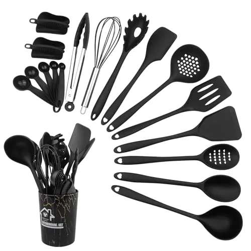 Maxentico Küchenutensilien(18Pcs), Kochlöffel Küchenhelfer Kochbesteck