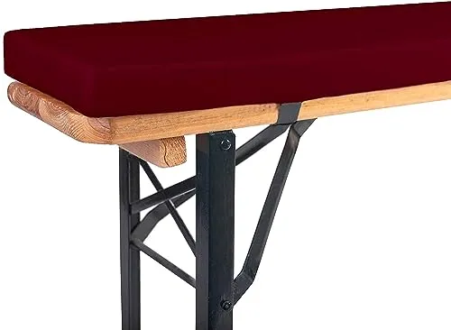 TexDeko® Bierbankauflage gepolstert 220x25x4cm XL für Bierzeltgarnitur Bankauflage waschbar mit Reißverschluss zum selber aufziehen (Bordeaux wasserabweisend)
