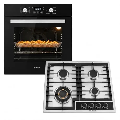 Gas Herdset 60cm mit Einbaubackofen und 4-flammigem Gaskochfeld