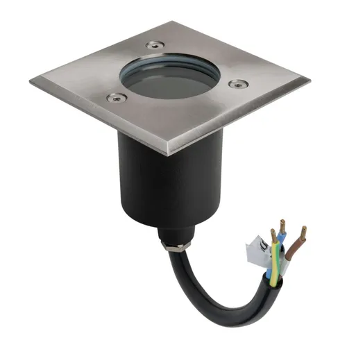 GTV LED Gartenleuchte LED Einbau Bodenleuchte Bodenspot Bodenstrahler Edelstahl Eckig mit, Bodenleuchte Edelstahl 2000KG belastbar IP67 230 Volt mit GU10