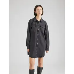 NOISY MAY Damen NMALVA L/S Dress AZ387BL NOOS - Elegantes Kleid in Black Denim, XL - Freizeitkleid für Damen mit langen Ärmeln, praktischer Brusttasche und stilvoller Knopfleiste, ideal für lässige Anlässe.