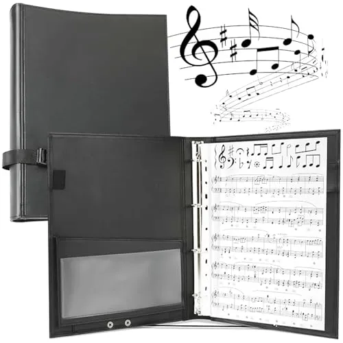 Eyoloty Notenmappe Chormappe Gesangsmappe für Notenblätter bis DIN A4,Kunstleder mit Handgurt und 24 Seite Taschen Clef, Für Notenblätter Instrumentalist Musiker