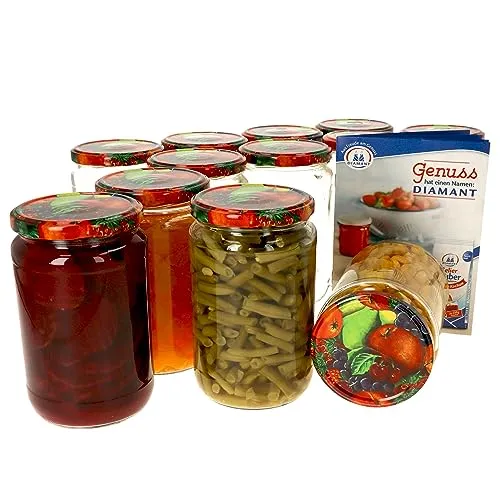 MamboCat Einmachglas 12er Set 720 ml mit Rezeptheft in gelb von MamboCat