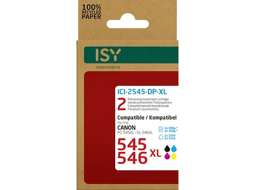 ISY ICI-2545-DP-XL Tintenpatrone Mehrfarbig (Doppelpack 2 Canon PG-545XL bk + CL-546XL cl)