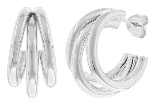 trendor Paar Creolen Halbcreolen 925 Silber Steckcreolen ⌀ 24 mm - Dreiteilige Steckcreolen aus rhodiniertem Sterlingsilber 925, schützen vor Anlaufen und strahlen in vollem Glanz. Ideal für jeden Anlass, inklusive Mikrofaser-Pflegetuch.