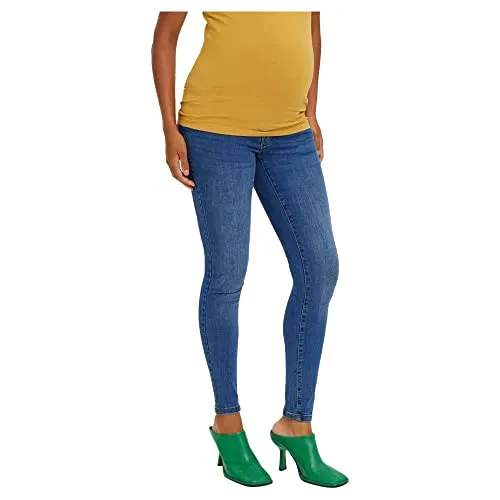 MAMALICIOUS Vmmtanya S Piping Jeans, Medium Blue Denim, XS - Jeanshosen für Schwangere mit Slim Fit und seitlichen Taschen, hergestellt aus recycelter Baumwolle für umweltbewusste Mütter.