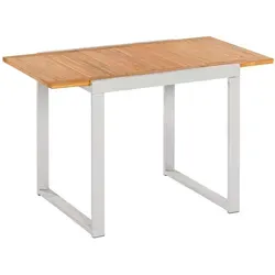 Merxx Naxos Balkonausziehtisch 80 (120) x 70 cm - Silbern, Aluminium/Akazie - Gartentisch für kleine Terrassen, ausziehbar auf 120 cm für bis zu 4 Personen, mit pulverbeschichtetem Aluminiumgestell und geölter Akazienholzplatte.