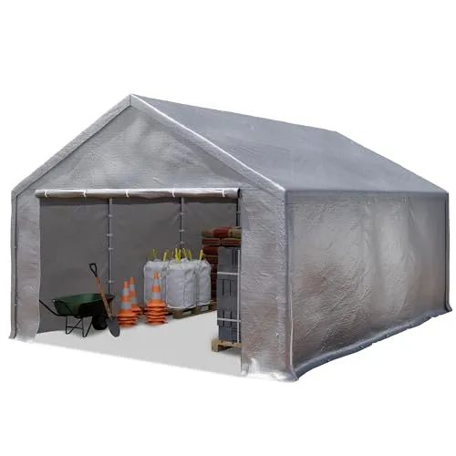 TOOLPORT Lagerzelt 3x6 m - Wasserdichte Zeltgarage mit Schnellaufbau - Vordächer & Vorzelte - Ideal für kurzfristigen Einsatz, 100% wasserdicht und mit praktischem Klicksystem für einen schnellen Aufbau.