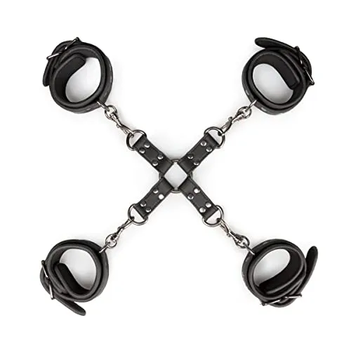 Fetish Fessel-Set mit Hand- und Fußfesseln aus Kunstleder - Schwarz