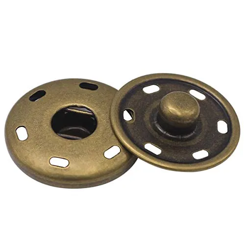 Druckknöpfe zum Aufnähen, antikes Messing, 10 Sets 25 mm