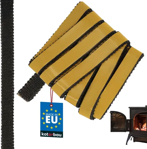 KOTARBAU® Kamin Dichtband Selbstklebend 20 x 3,5 mm Glasfaser Dichtungsband für Kaminofen 2,5 m Kamindichtung Ofendichtband Hitzebeständig Schwarz