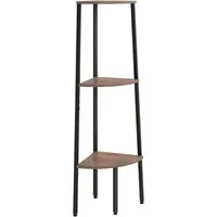 vidaXL Eckregal Dunkelbraun und Schwarz 45,5x31,5x120 cm - Stylisches Eckregal mit 3 Böden, ideal für begrenzte Räume. Robuste Stahlkonstruktion bietet Stabilität und viel Stauraum für Bücher und Dekoration.