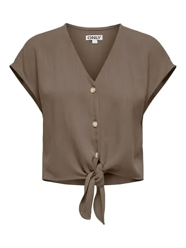 ONLY Female Hemd ONLSIESTA - Stilvolles Hemd für jeden Anlass - Elegantes, normal geschnittenes Hemd aus 80% Viskose und 20% Leinen. Ideal für lässige und formelle Outfits. Hochwertige Materialien sorgen für ein angenehmes Tragegefühl.