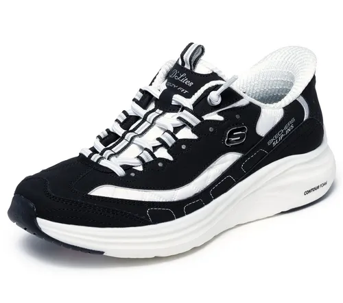 Skechers Damen-Sneaker BKW schwarz/weiß Größe 39 EU - Komfortable Slip-Ins für eine einfache Passform. Mit einem speziellen Fersenkissen und weichen Materialien für ein luxuriöses Tragegefühl. Die superleichte Contour Foam Zwischensohle sorgt für einen sanften Gang.