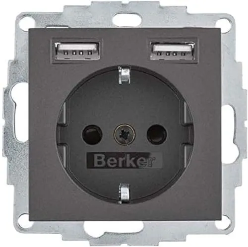 Berker Steckdose 48031606 SCHUKO/USB, B.3, anthrazit matt von Berker