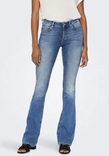 ONLY Damen Onlblush Life Mid Flared Dnm Tai467 Noos Jeans - Jeans mit super dehnbarem Denim für ultimativen Komfort. Flared Fit, der Hüften und Oberschenkel umschmeichelt und ab dem Knie weit wird.