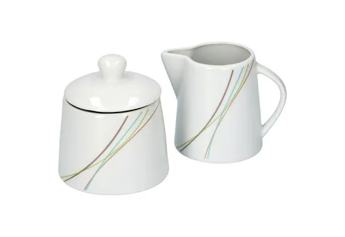 van Well Milch- und Zuckerset Kaffeeergänzungsset Milchkännchen & Zuckerdose Aliha, Porzellan