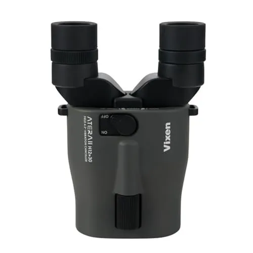 Vixen Bildstabilisiertes Fernglas 12x30 Atera II – Ideal für Konzerte - Ferngläser mit Schwingungsdämpfer für ruhige Sicht und detailreiche Beobachtungen. Leicht und kompakt, perfekt für unterwegs mit 12h Batterielaufzeit.