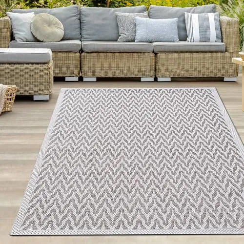 Teppich-Traum Teppich In- & Outdoor strapazierfähig pflegeleicht wetterfest ideal für Terrasse Balkon Wohnzimmer Beige Creme 200 x 280 cm