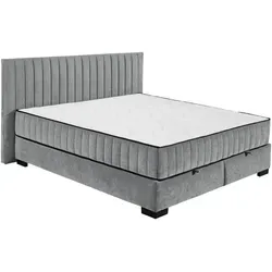 Mid.you Boxbett, Anthrazit, Textil, H3 + H4, 9-Zonen, 180x200 cm, Bettkasten, gepolstertes Kopfteil, Federkernmatratze, Wendematratze mit unterschiedlichen Härtegraden, Schlafzimmer, Betten, Doppelbetten