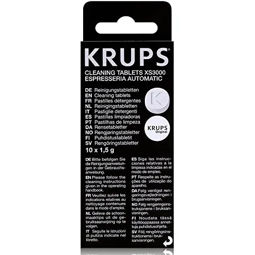 Krups Reinigungstabletten XS300010 für alle Kaffeevollautomaten von Krups | Hygienische Komplett-Reinigung, Einfache Verwendung,10 Stück
