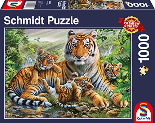 Schmidt Spiele 58986 Tiger und Welpen, 1000 Teile Puzzle