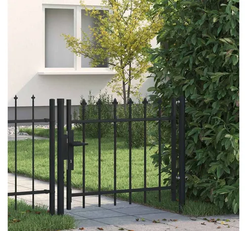 furnicato Zauneinzeltür Schwarzes Gartentor aus Massivstahl 100x125 cm