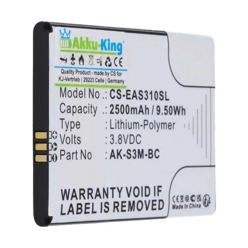Akku kompatibel mit Emporia AK-S3M-BC - Li-Polymer 2500mAh - Smart 3 Mini, Smart 4, AK-S3M