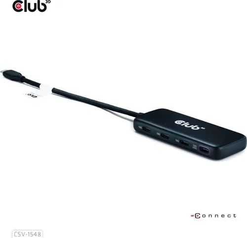 Club3D USB-Hub Typ C - 4x USB Typ C 10Gbps mit 100W PD - USB-Hub für schnelle Datenübertragung und leistungsstarke Stromversorgung, ideal für kreative Profis und moderne Arbeitsplätze.
