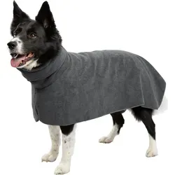 Hundebademantel / Haustiermantel, grau, Rückenlänge ca. 75 cm, Gr. XL, Mikrofaser - Grau